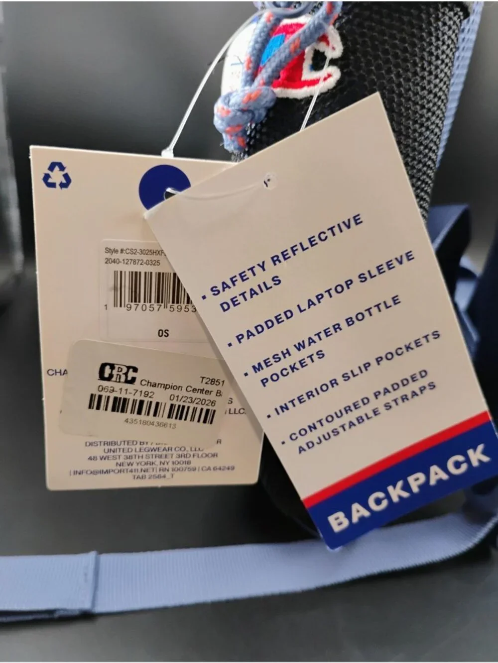 Champion Logo Backpack Purple Gradient With Laptop Compartment